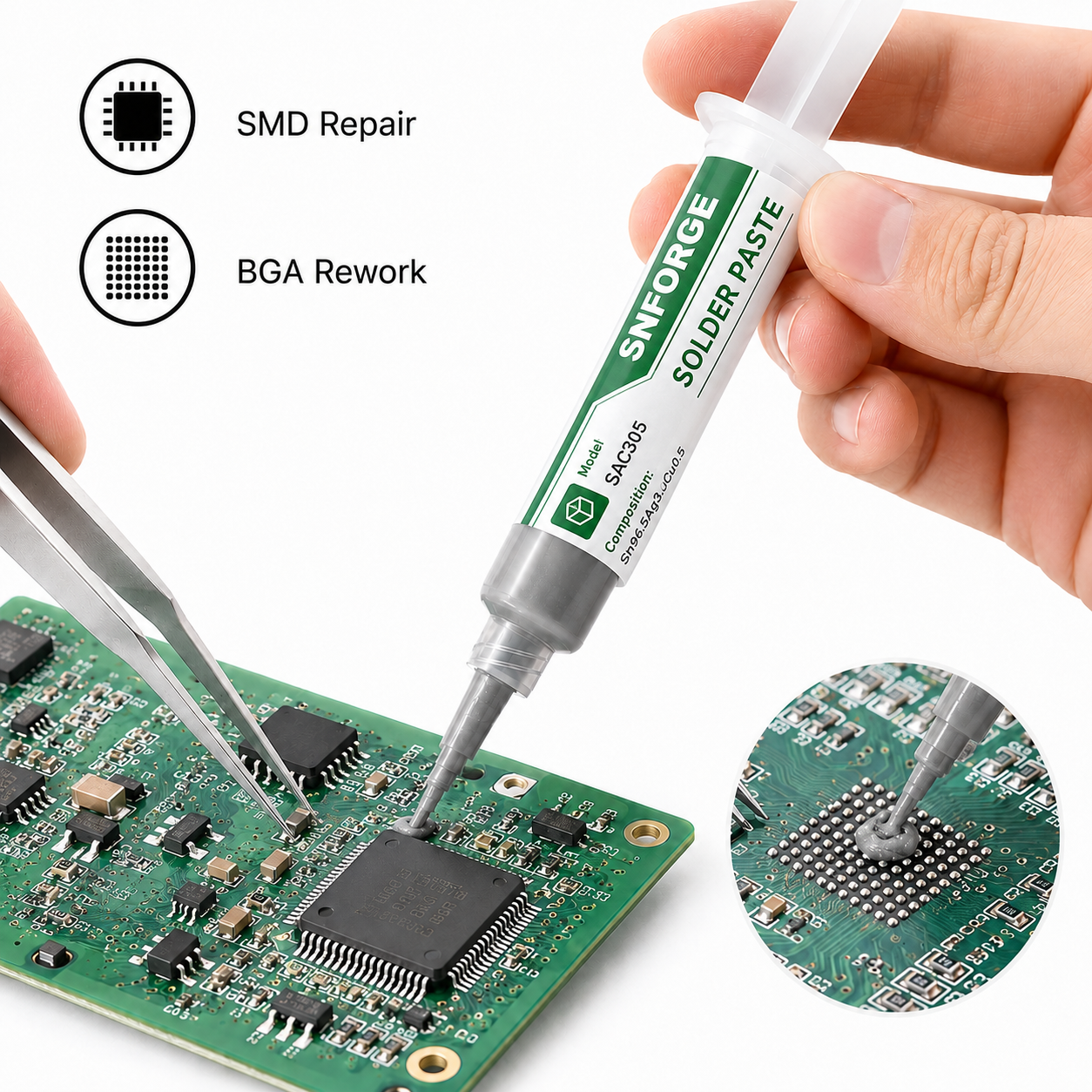 SAC305 Solder Paste Welding Ti - Electronics Repair Online reseña y precio